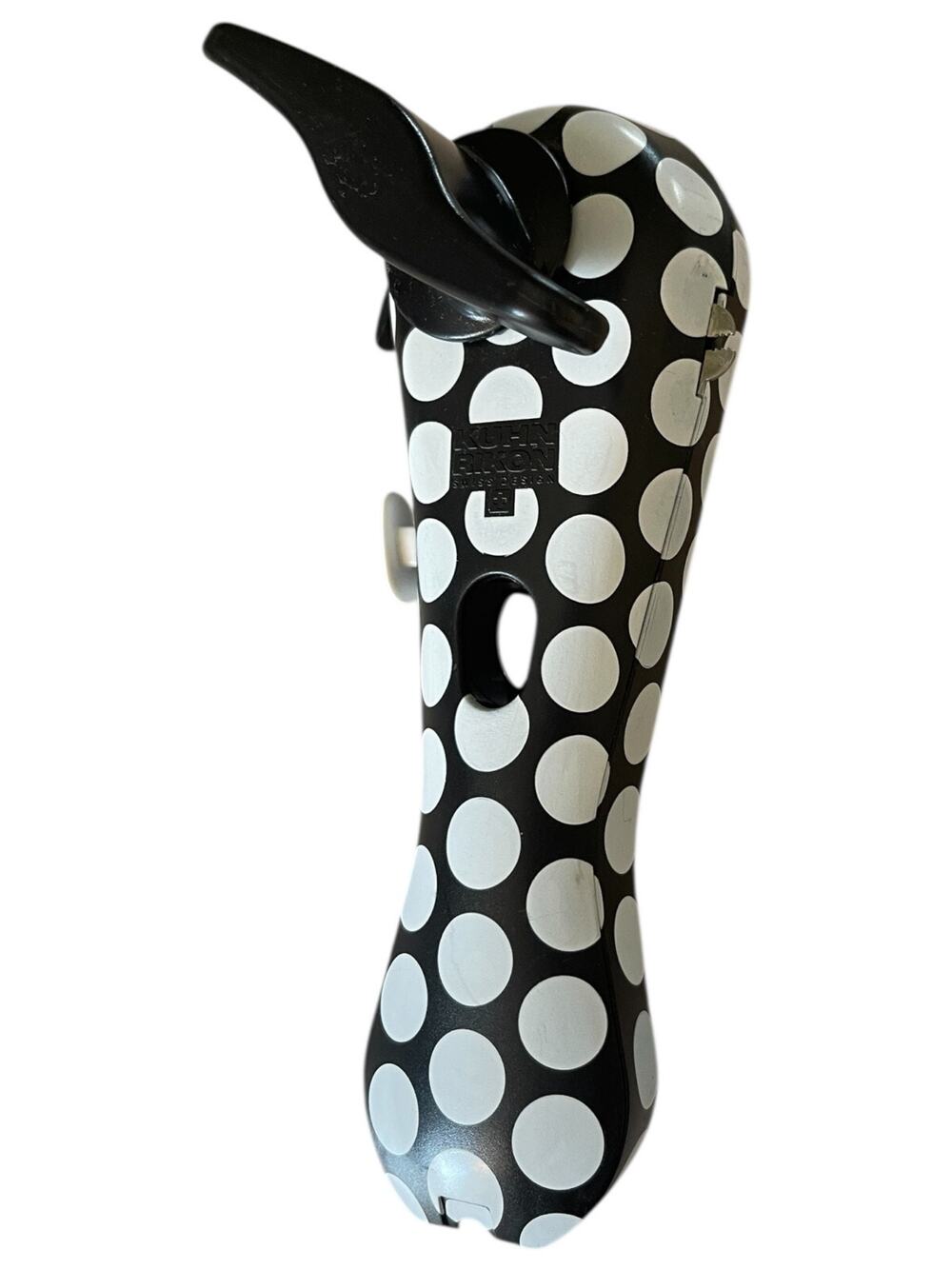Kuhn Rikon 6-in-1 Can Opener Black With White Polka Dots Pull Tab & Jar Opener